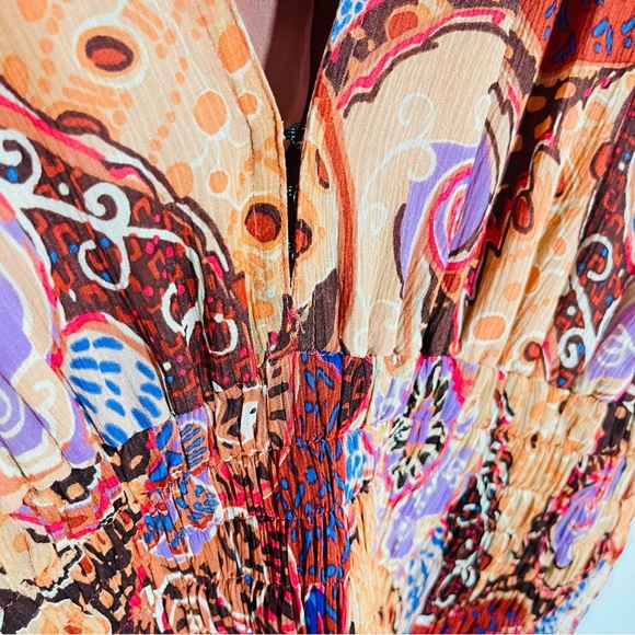 NWT A.L.C. Lucia Maxi Dress Terracotta Paisley Silk Bohemian Resort Size 8 - Picture 5 of 10